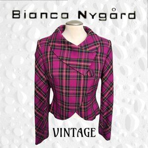 VINTAGE BIANCA NYGARD STUNNING TARTAN SHORT FITTED JACKET